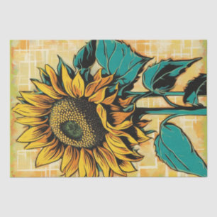 Vibrant Pop Art Sunflower Decoupage Paper