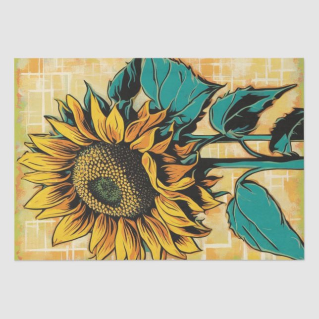 Vibrant Pop Art Sunflower Decoupage Paper (Front)