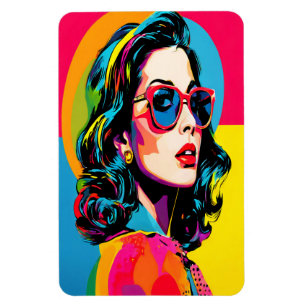 Vibrant Pop Art Woman Retro Chic Wall Decor Magnet