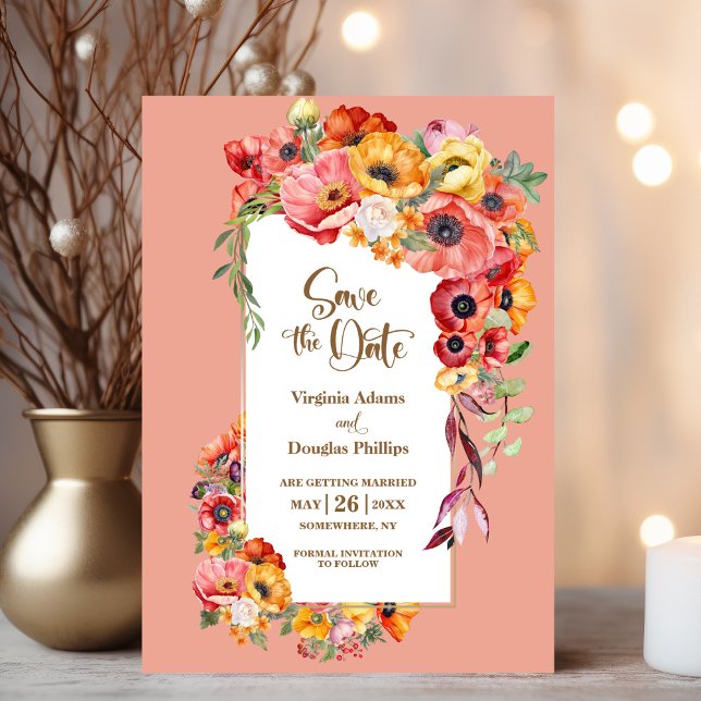 Vibrant Poppies Peach Wedding Save the Date (Creator Uploaded)