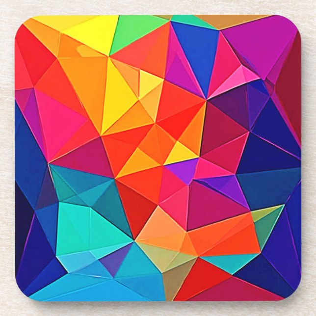 Vibrant Prismatic Chaos Energy Art Coaster (Front)