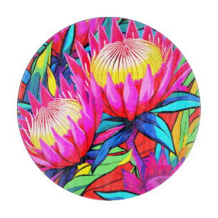Vibrant Protea Pop Art Cutting Board