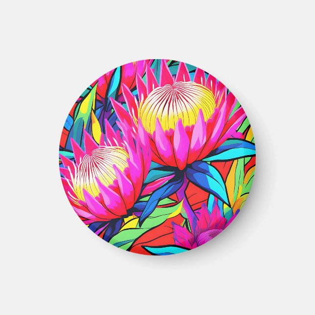 Vibrant Protea Pop Art Magnet (Front)
