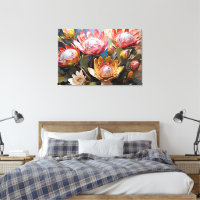 Vibrant Proteas Painting Nature Lovers
