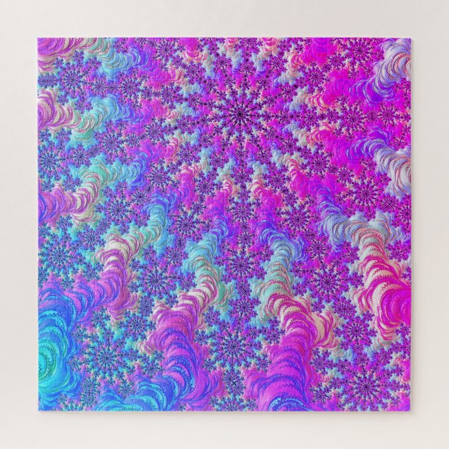 Vibrant Psychedelic Colourful Groovy Fractal Burst Jigsaw Puzzle (Vertical)