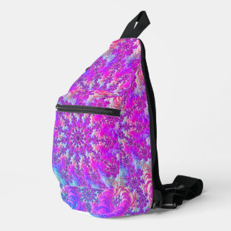 Vibrant Psychedelic Colourful Groovy Fractal Burst Sling Bag