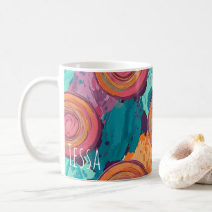 Vibrant Psychedelic Concentric Swirl Painterly Art Coffee Mug
