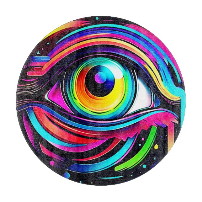 Vibrant Psychedelic Eye Art Cutting Board (Front)