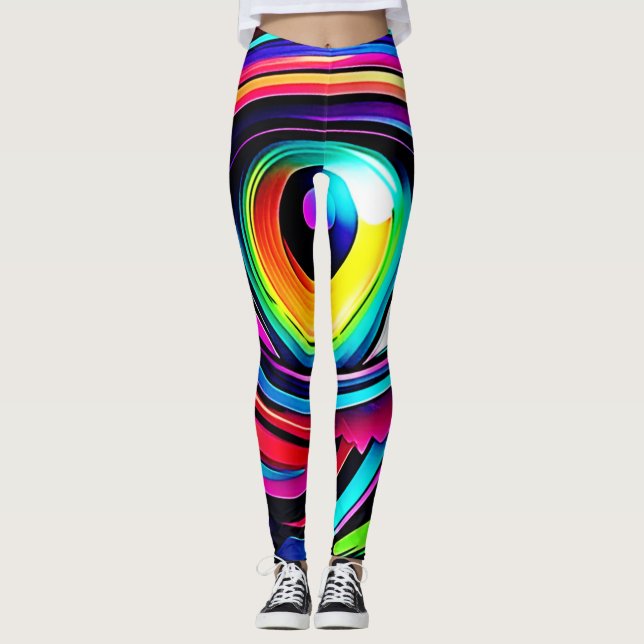 Vibrant Psychedelic Eye Art Leggings (Front)