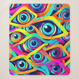 Vibrant Psychedelic Eye Pattern Sherpa Blanket