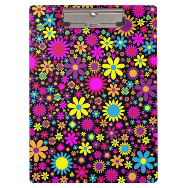 Vibrant Psychedelic Flowers in Bloom-67566 Clipboard (Front)