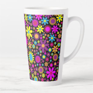 Vibrant Psychedelic Flowers in Bloom-67566 Latte Mug