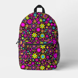Vibrant Psychedelic Flowers in Bloom-67566 Printed Backpack