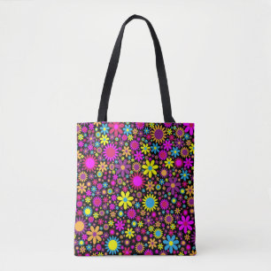Vibrant Psychedelic Flowers in Bloom-67566 Tote Bag