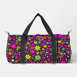 Vibrant Psychedelic Flowers in Bloom Duffle Bag