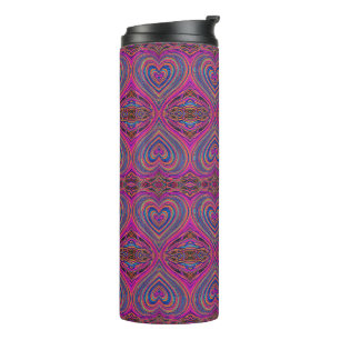 Vibrant Psychedelic Pattern   Trippy Magent/Blue Thermal Tumbler