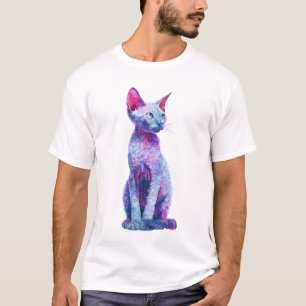 Vibrant Psychedelic Rex Cat Illustration Men T-Shirt