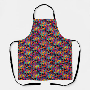 Vibrant Psychedelic Skull Apron