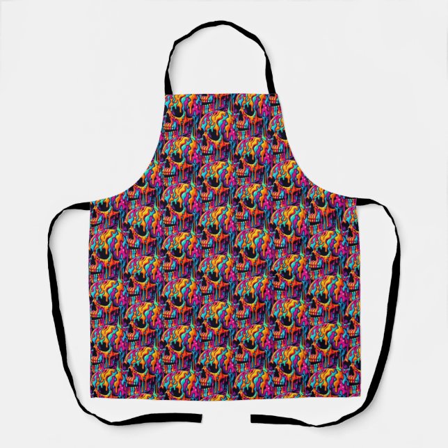 Vibrant Psychedelic Skull Apron (Front)
