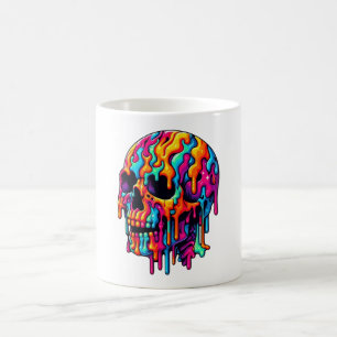 Vibrant Psychedelic Skull Coffee Mug