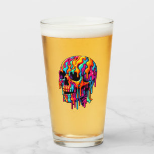 Vibrant Psychedelic Skull Glass