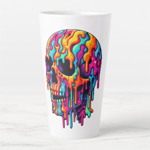 Vibrant Psychedelic Skull Latte Mug