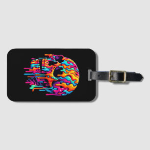 Vibrant Psychedelic Skull Luggage Tag