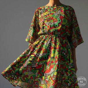 Vibrant Psychedelic Tribal Abstract Fabric