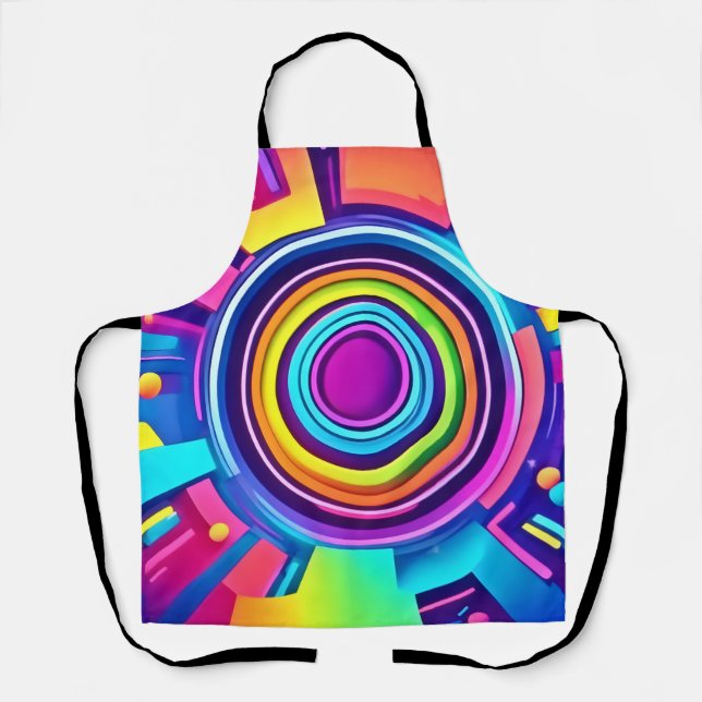 Vibrant Psychedelic Vortex Art Apron (Front)