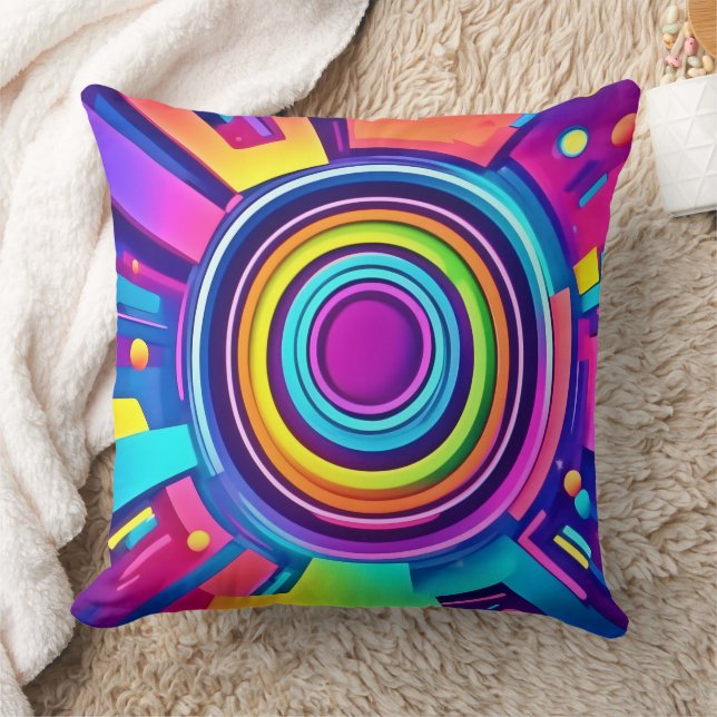 Vibrant Psychedelic Vortex Art Cushion (Blanket)