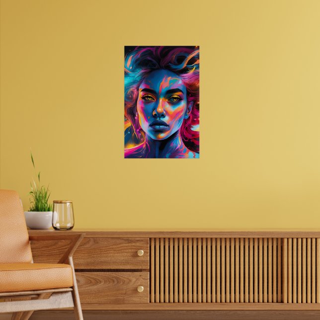 Vibrant Psychedelic Woman Face Poster (Living Room 2)