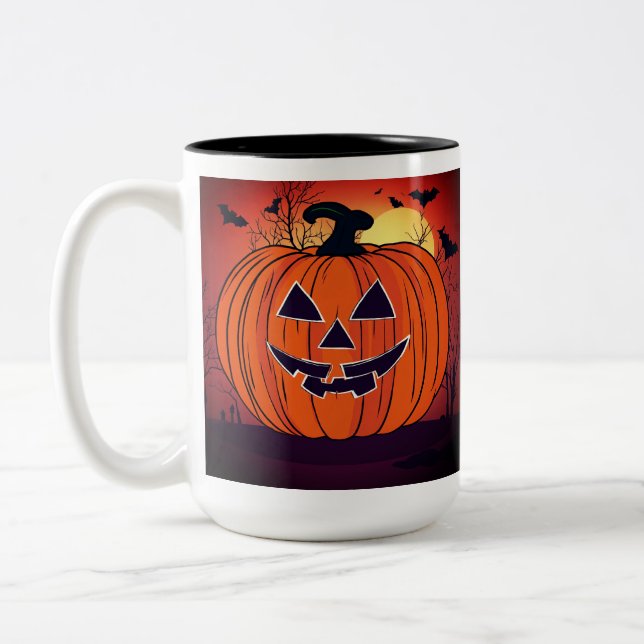 Vibrant Pumpkin Halloween Mug (Left)