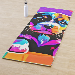 Vibrant Puppy Artwork Yoga Mat