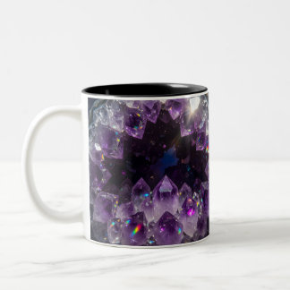 Vibrant Purple Amethyst Crystal Geode | Sparkling Two-Tone Coffee Mug