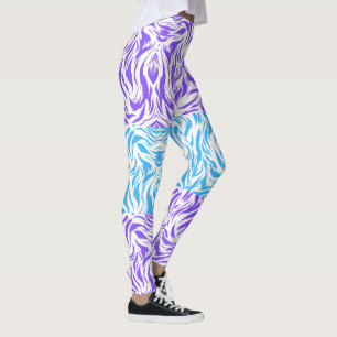Vibrant Purple and Blue Abstract Swirl Pattern Leg Leggings