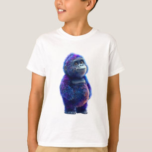 Vibrant Purple and Blue Baby Gorilla Kids T-Shirt
