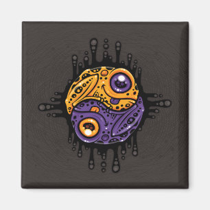 Vibrant Purple and Gold Poison Dart Frog Yin Yang Magnet