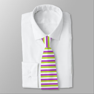 Vibrant Purple and Lime Green Stripe Pattern Tie