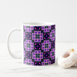 Vibrant Purple and Pink Geometric Diamond Pattern Coffee Mug