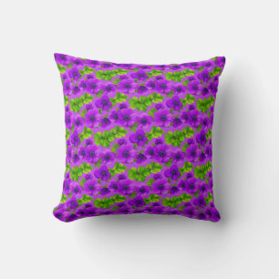 Vibrant Purple Anemone Flowers Cushion