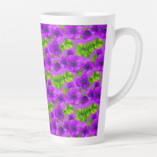 Vibrant Purple Anemone Flowers Latte Mug