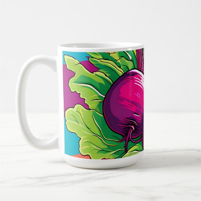 Vibrant Purple Beets Pop Art Coffee Mug (Left)