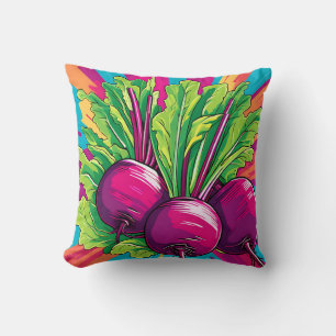 Vibrant Purple Beets Pop Art Cushion