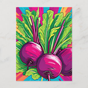 Vibrant Purple Beets Pop Art Postcard