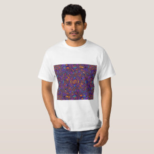Vibrant Purple & Blue Abstract Wave Pattern T-Shirt