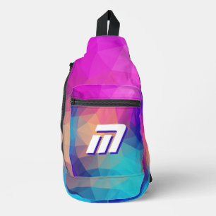 Vibrant Purple Blue Geometric Custom Monogram Sling Bag
