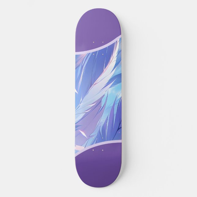 Vibrant Purple Feathers Design  Skateboard (Front)