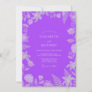 Vibrant Purple Fern Wedding Invitation