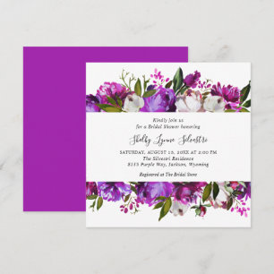 Vibrant Purple Floral Elegant Bridal Shower Invitation