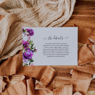 Vibrant Purple Floral Elegant Wedding Enclosure Card
